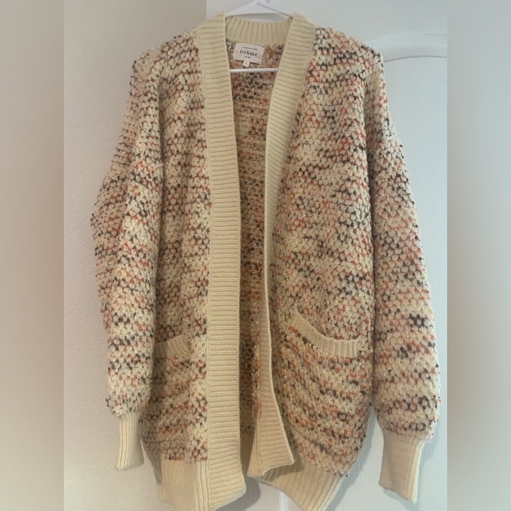 Cream and Salmon Colored Cardigan